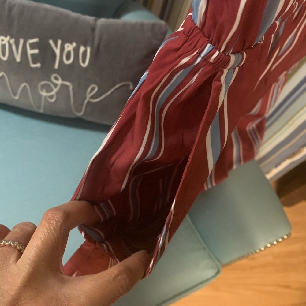 Lightweight Soft Red/white/blue Striped mini dress - Picture 2 of 3